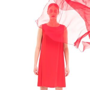 federleichter kühlender Seidenschal aus rotem Chiffon
