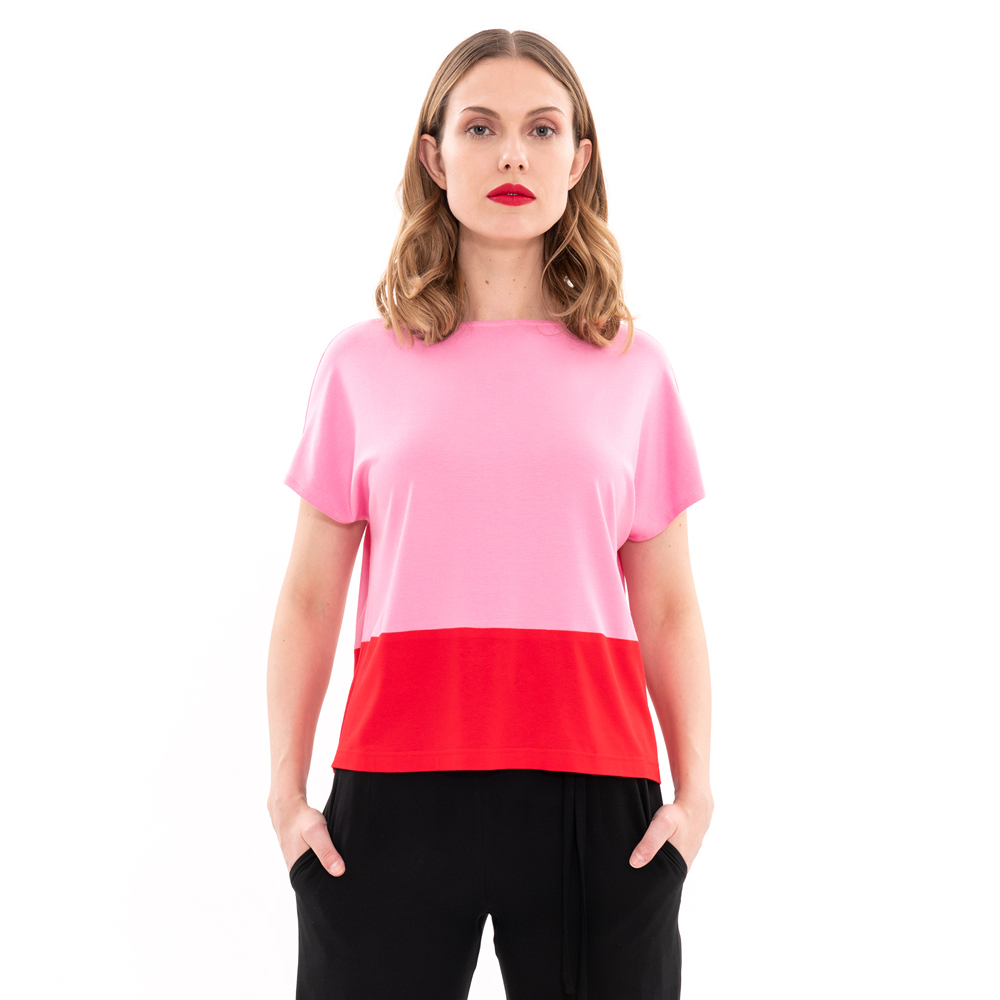 Color Blocking Shirt in rosa rot