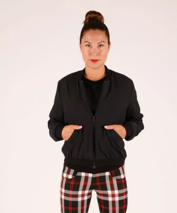 Bomberjacke Schurwolle Schwarz