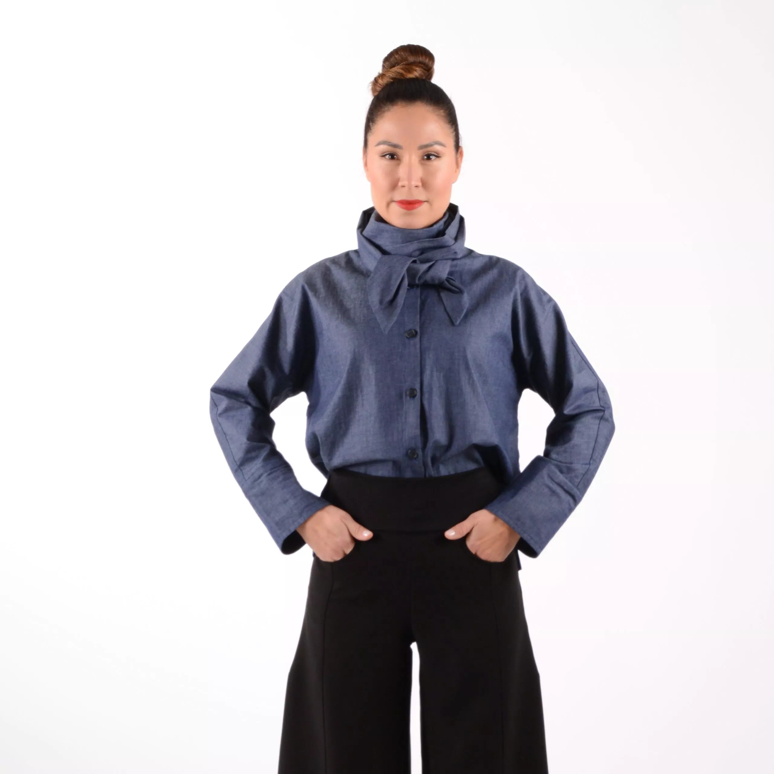 ulliko Schluppenblause Jeans-Blau