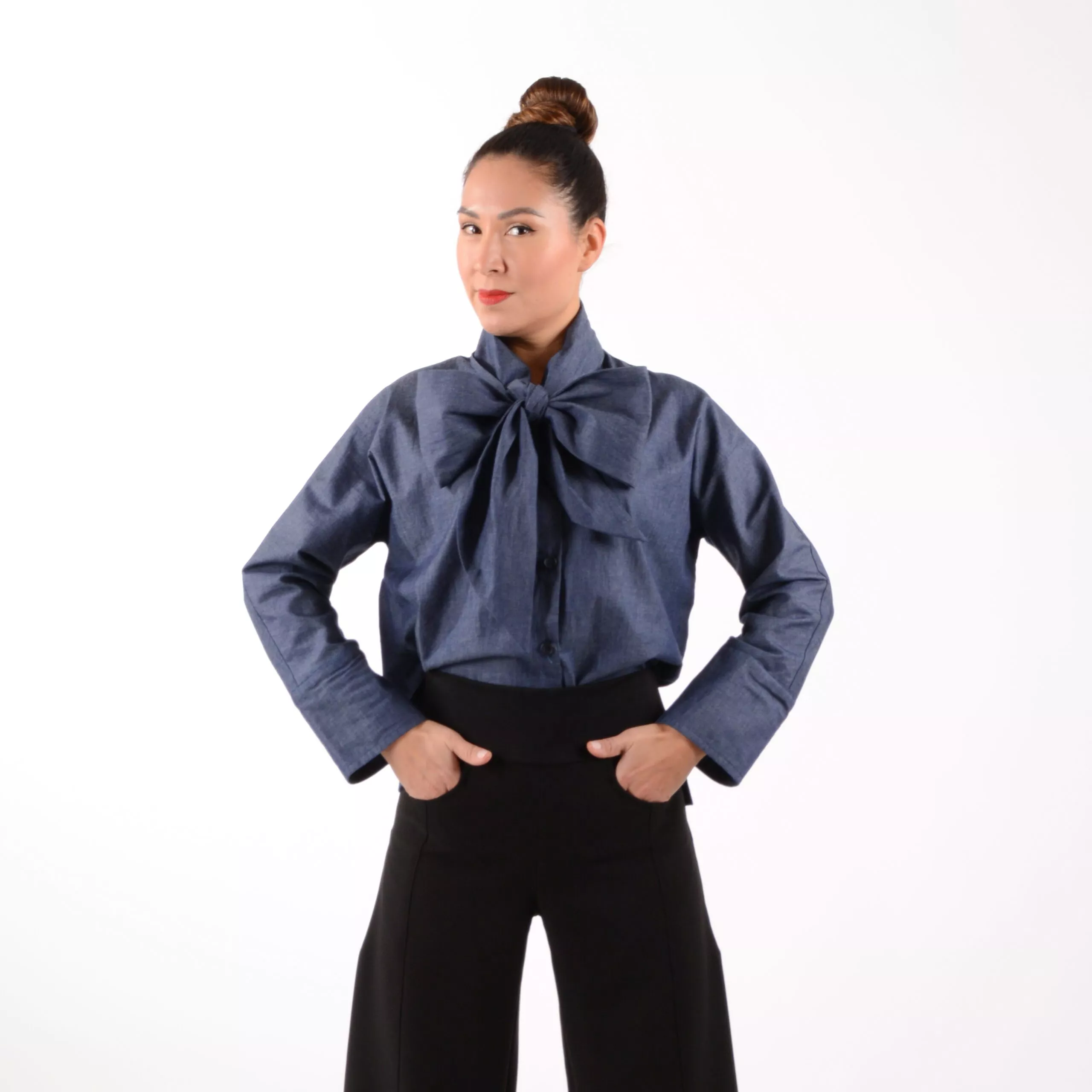 ulliko Schluppenblause Jeans-Blau