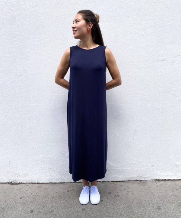 Kleid Louise Bambus Dunkelblau lang