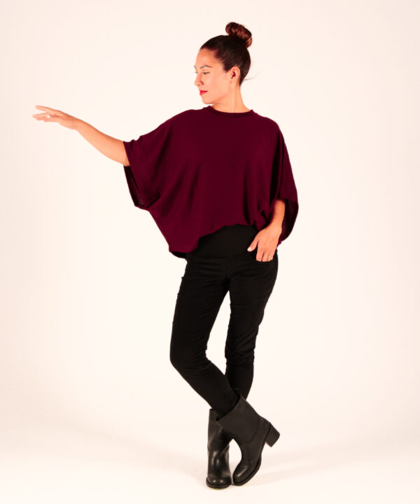 CHELSEA Merino Feinstrick weinrot – Bild 4