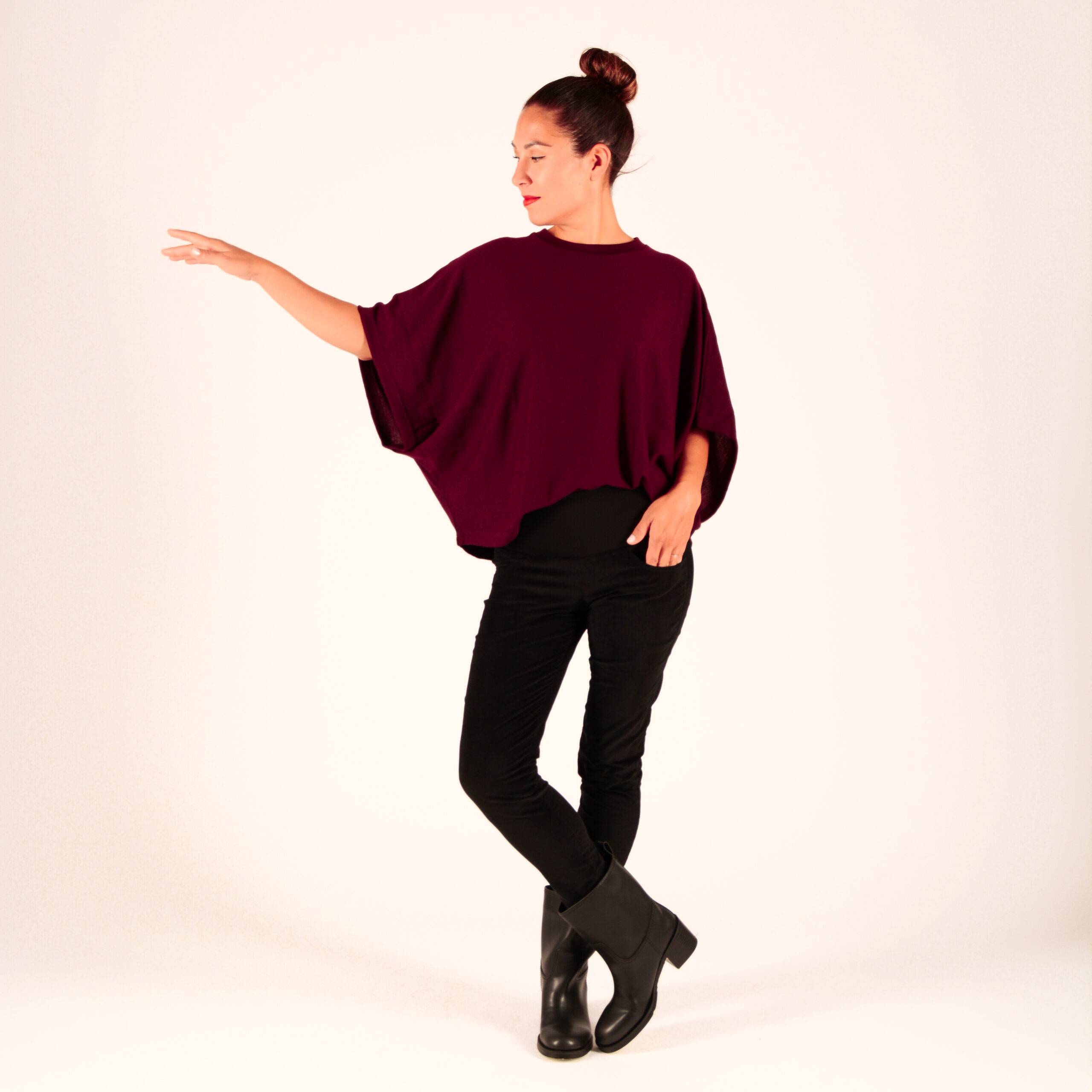 CHELSEA Merino Feinstrick weinrot – Bild 4