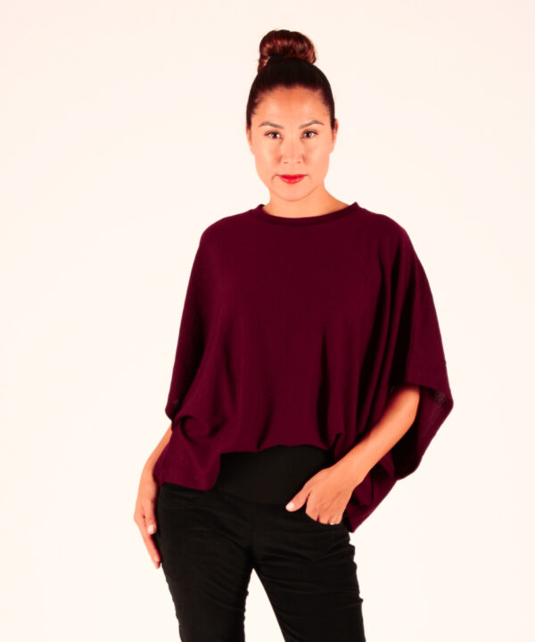 CHELSEA Merino Feinstrick weinrot – Bild 5