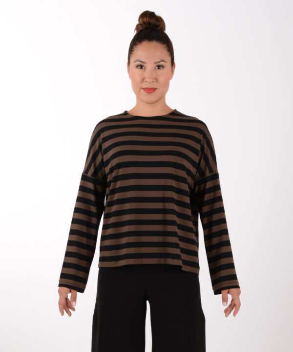 Shirt JOY braun schwarz Streif