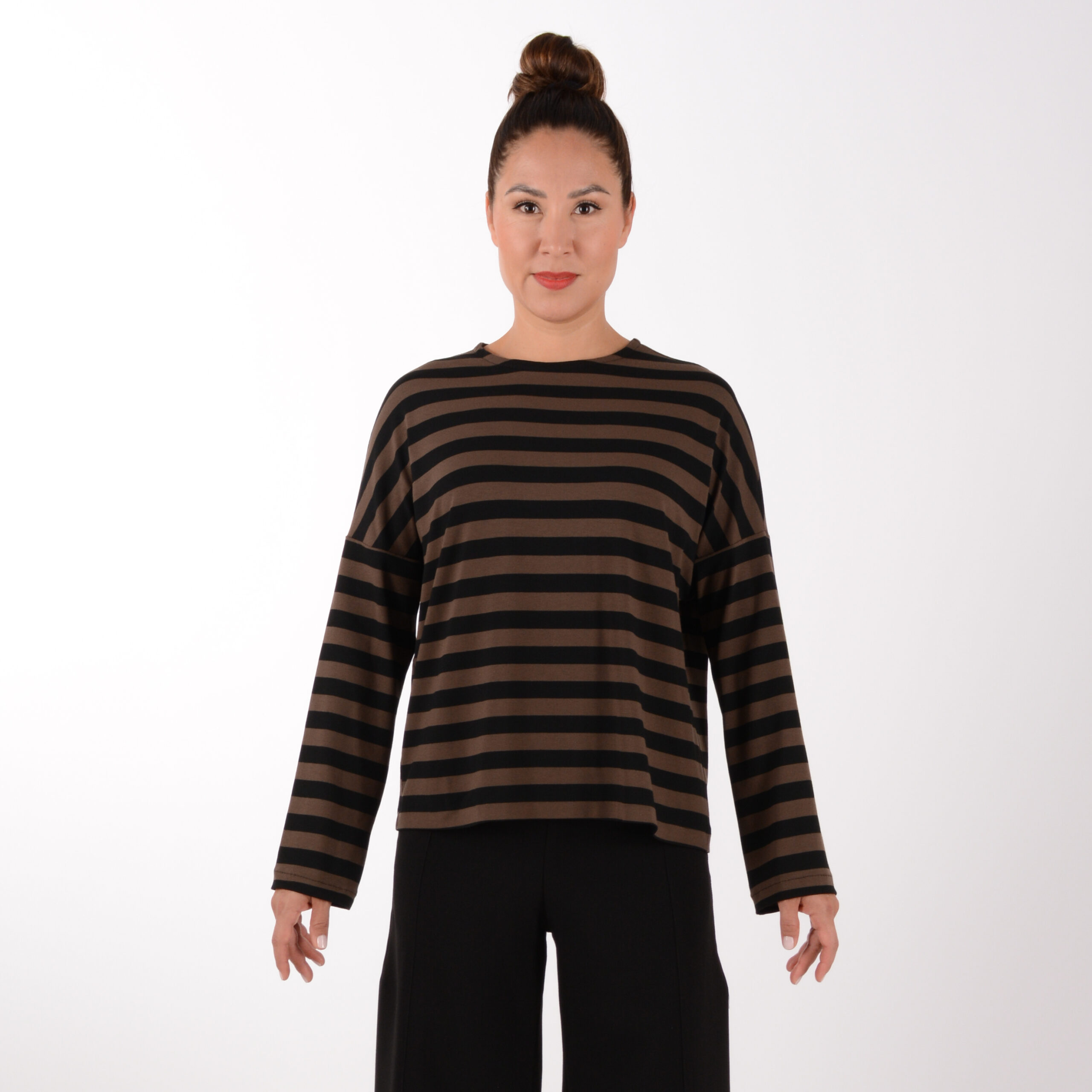 Shirt JOY braun schwarz Streif
