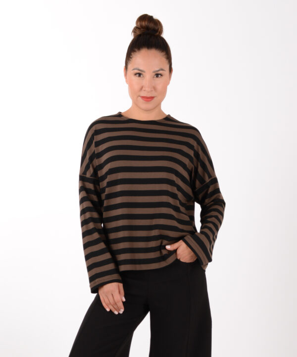 Shirt JOY braun schwarz Streif
